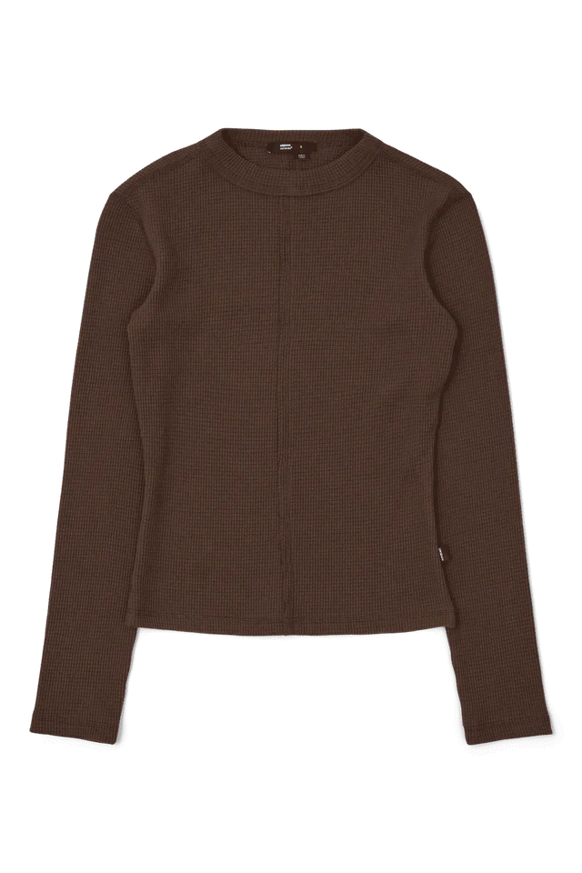 Stella Waffle Top in Chocolate Brown