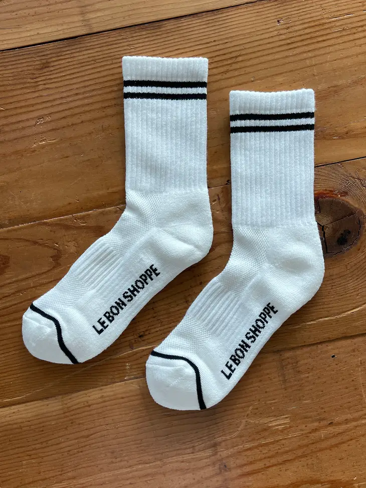 Striped Socks in Classic White