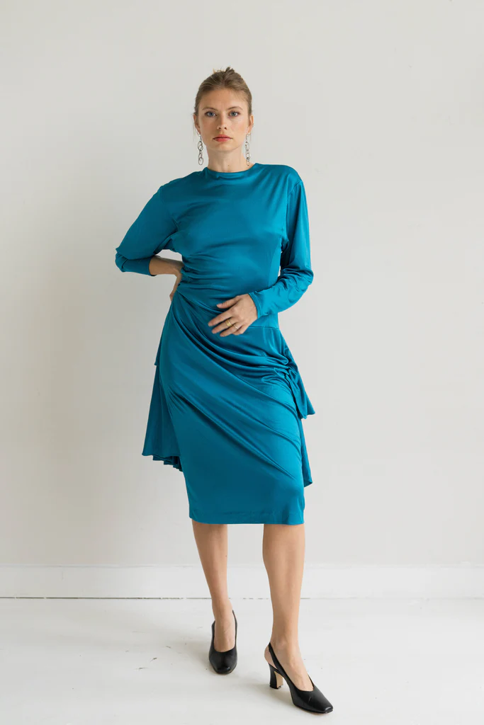 Teal Corset Back Dress - Image 3