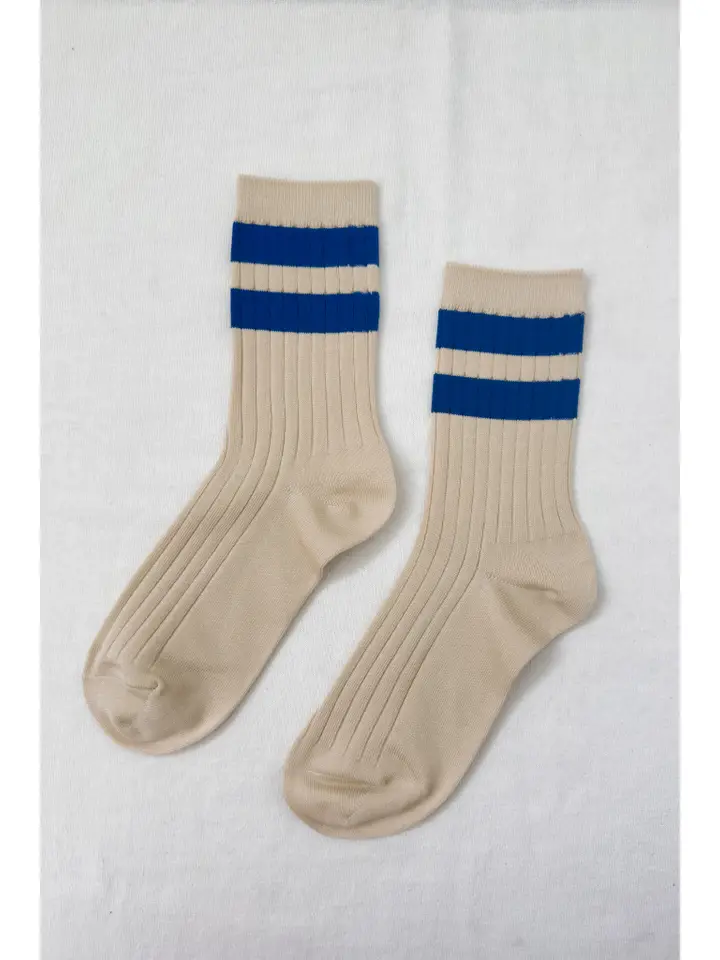 Varsity Ribbed Socks in Azure
