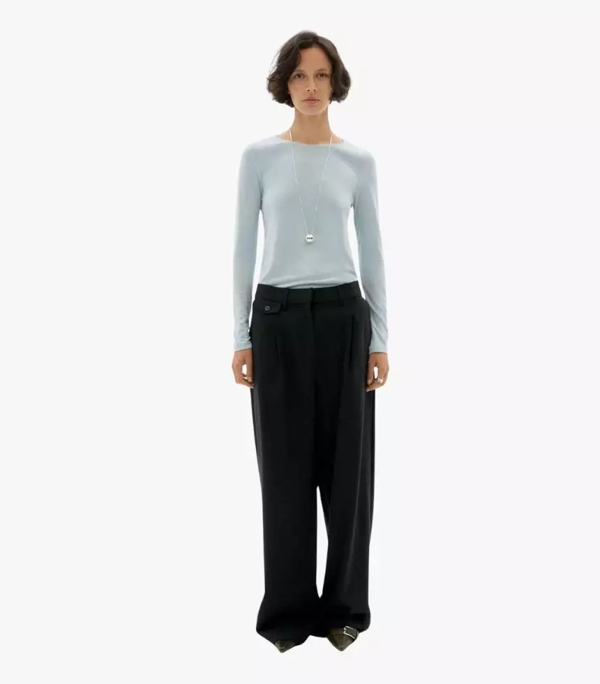 Wide Leg Low Rise Pat Pants in Navy