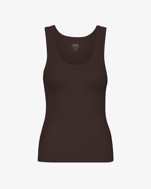 Women Organic Rib Tank Top in Coffee Brown