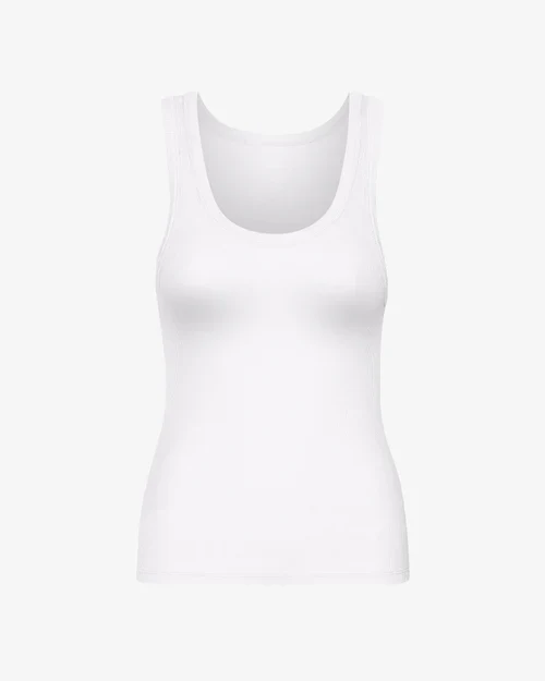 Women Organic Rib Tank Top in Optical White