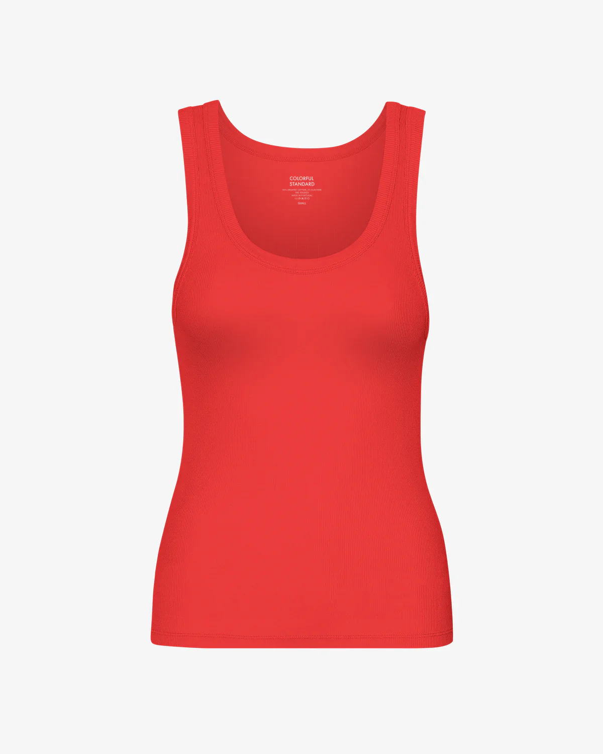 Women Organic Rib Tank Top in Red Tangerine